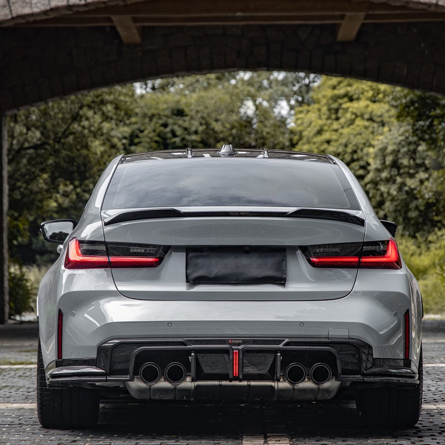 G8X SQ Style Carbon Fiber Diffuser With Brake Light/Splitters Combo