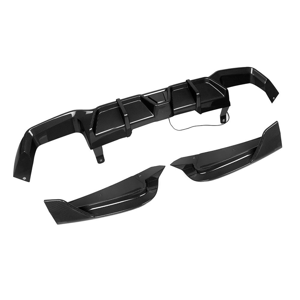 X4M F98 LCI SQ Style Dry Carbon Fiber Rear Diffuser With Brake Light